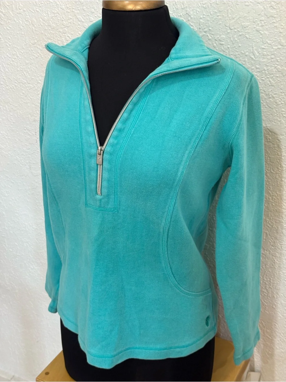 Tommy Bahama Teal Quarter-Zip Pullover - Picture 2 of 6
